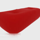 3д модель красного простого дивана-табурета