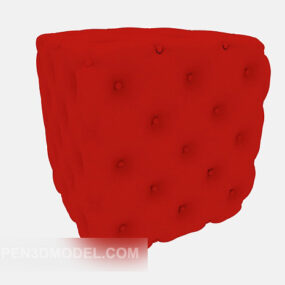 Red Soft Stool Furniture 3d model
