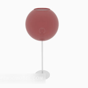 מנורת שולחן כדורית אדומה דגם תלת מימד