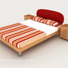Красная полосатая двуспальная кровать
