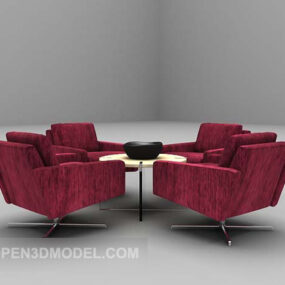 Mesa y silla de terciopelo rojo modelo 3d