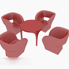 Red Table Chair 3d model