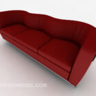 Sofá rojo para tres personas con diseño de sofá