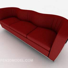 Red Three-person Multi Seaters Sofa Design 3d model