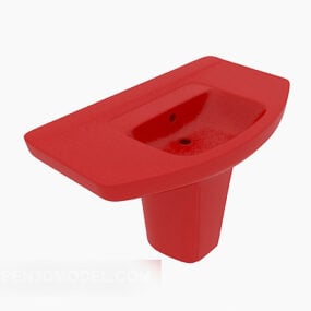 红色洗脸盆现代设计3d模型