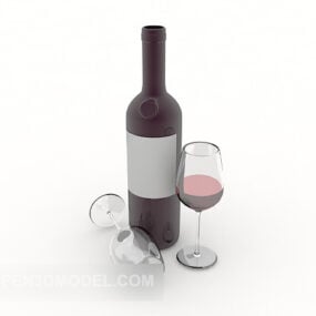 Mô hình 3d đồ uống rượu vang đỏ