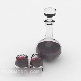 Red Wine Glass Bottle 3d model