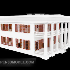 Residential Building White Color 3d model