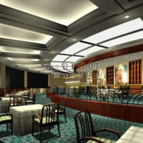 Modelo 3D do interior moderno do teto curvo do restaurante