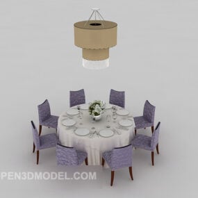 Restaurant-Set mit acht Tischstühlen, 3D-Modell