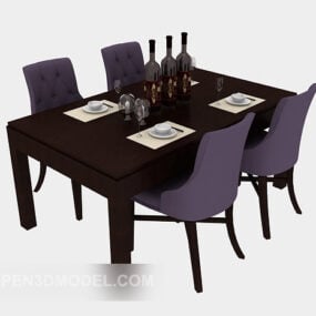 रेस्तरां साधारण टेबल चेयर सेट 3डी मॉडल