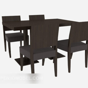 Chaise de table à manger en bois massif de restaurant modèle 3D