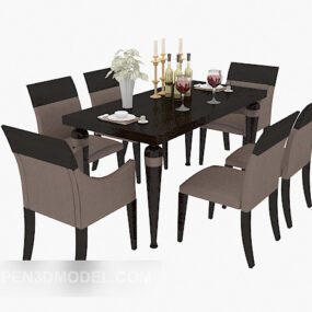 كرسي طاولة مطعم نموذج ثلاثي الأبعاد