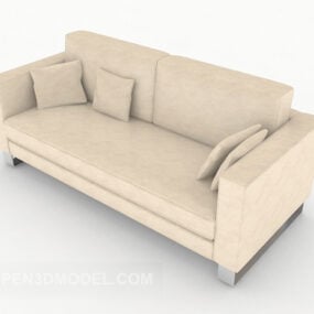 Rice White Simple Double Sofa 3d model