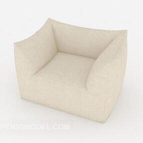 Rice White Simple Single Sofa 3d model