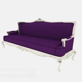 Modelo 3d de sofá roxo romântico