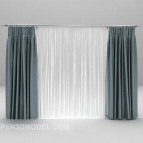 Room White Blue Curtain 3d model