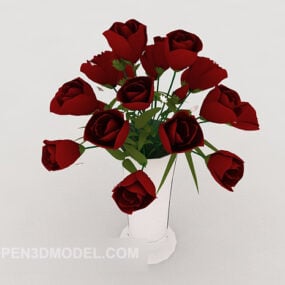Rose Potted Set Plant 3d model