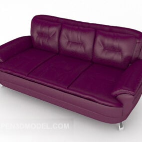 Rose Red Three-person Sofa 3d model