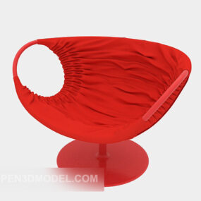 كرسي دوار لون أحمر نموذج ثلاثي الأبعاد