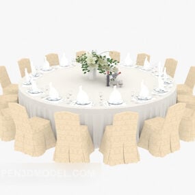 레스토랑 파티 라운드 테이블 의자 3d 모델