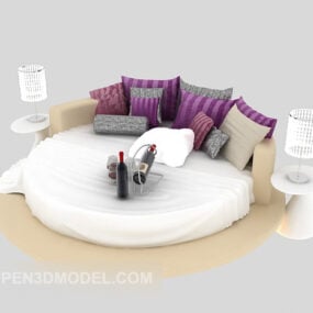 Round Bed Luxury Style 3d model