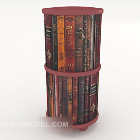 Round Bookcase Furniture 3d model