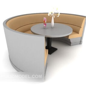 Bộ bàn ghế ăn tròn model 3d