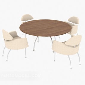 שולחן אוכל עגול כסא אוכל דגם תלת מימד