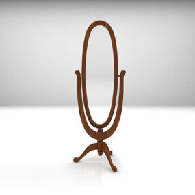 Oval Mirror With Carved Pattern 3d model