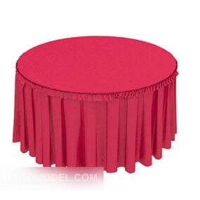 Round Red Cloth Dining Table 3d model