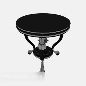 Solid Wood Corner Round Table 3d model