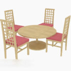Set di sedie da tavolo rotonde in legno massello