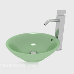 Okrągła prosta umywalka ze zlewem Model 3D