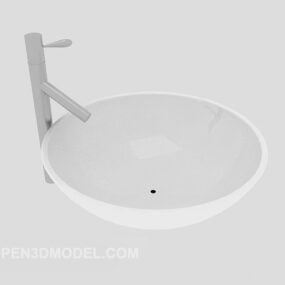 Okrągła biała umywalka Model 3D