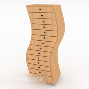 दराज की एस-प्रकार की छाती लकड़ी का 3डी मॉडल