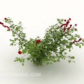 Model 3d Pokok Bunga Tumbuhan Hijau Safron