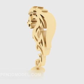 Escultura do Leão Dourado Modelo 3D icônico