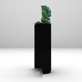 Patung Pada Stand Kayu model 3d
