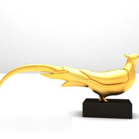 Sculpture en forme d'oiseau doré modèle 3D
