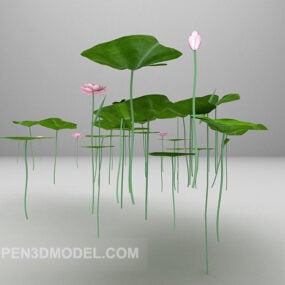 Modelo 3d de flor de folha de lótus