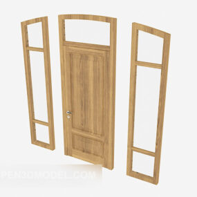 Wood Door Antique European Style 3d model