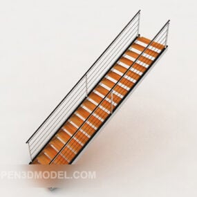 Solid Wood Straight Stairs 3d model
