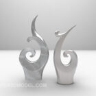Silver Shaped Curved Sculpture Decorative