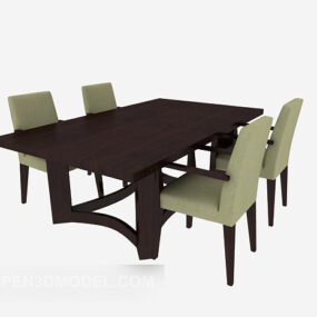 Simple American Table Chair Set 3d model