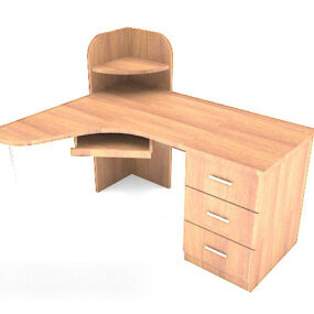 Prosty drewniany model biurka w kolorze 3D