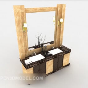 Modelo 3d de espelho de banheiro europeu simples
