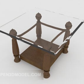 Prosty europejski szklany stolik kawowy Model 3D