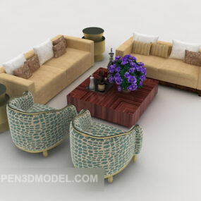Set Sofa Gaya Eropah Ringkas model 3d