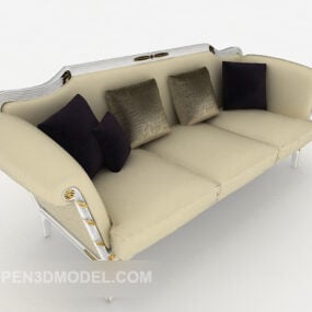 European Three-person Sofa Design 3d model